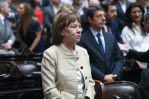 Diputada Blanca Osuna durante sesión especial en la Cámara de Diputados hablando sobre la reforma de la Ley de Decretos de Necesidad y Urgencia.