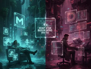 Contraste cyberpunk entre Linux Mint y Debian.