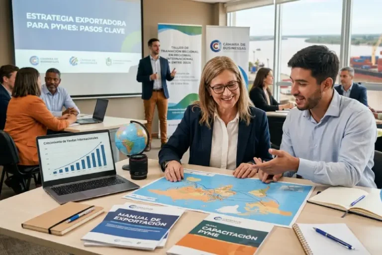 Empleados y directivos de una Pyme compartiendo una jornada laboral en un espacio colaborativo.