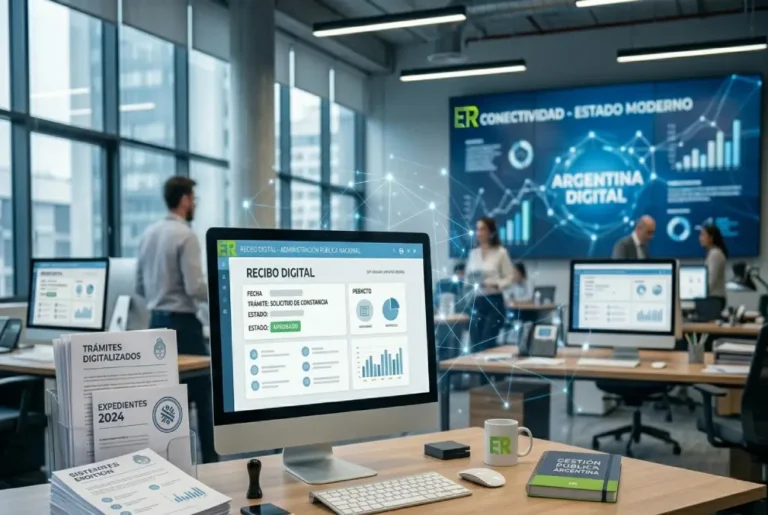 Recibo digital en Entre Ríos consultado en plataforma Mi Entre Ríos en computadora mostrando modernización del Estado y digitalización de trámites públicos y gestión administrativa.