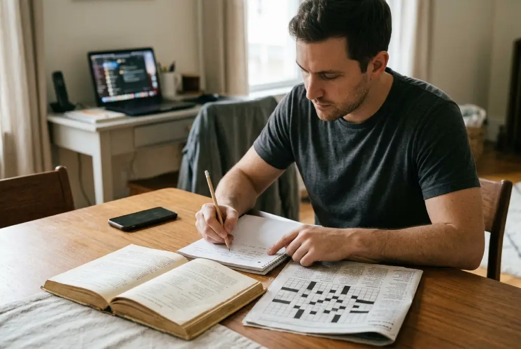 Joven realiza actividades analógicas mientras se aleja de las distracciones digitales.