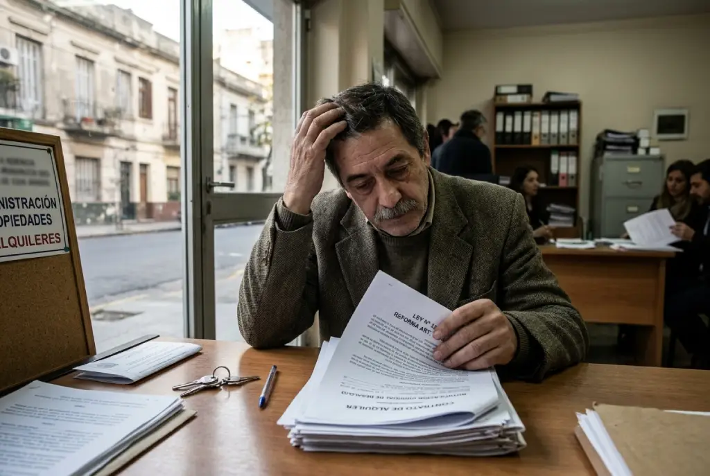 Contrato de alquiler y llaves de una vivienda sobre una mesa junto a documentos judiciales por cambios en la ley de desalojos en Argentina